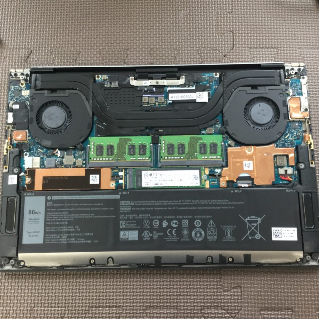 DELL XPS 15 9500のノートパソコンのストレージ換装の換装事例（豊田市）