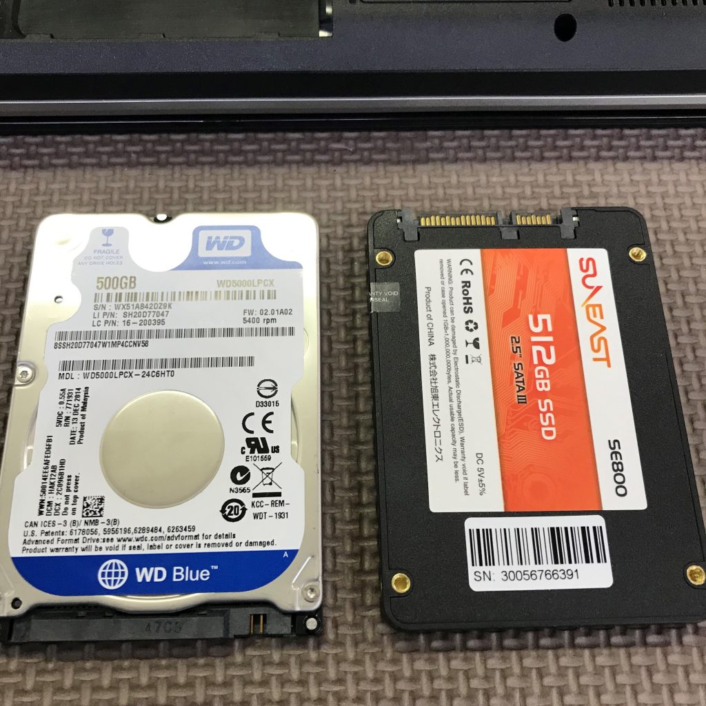 EPSON・NY2000 ノートパソコンのパソコンクリーンパック + SSD換装・安心データ移行の作業事例（安城市）