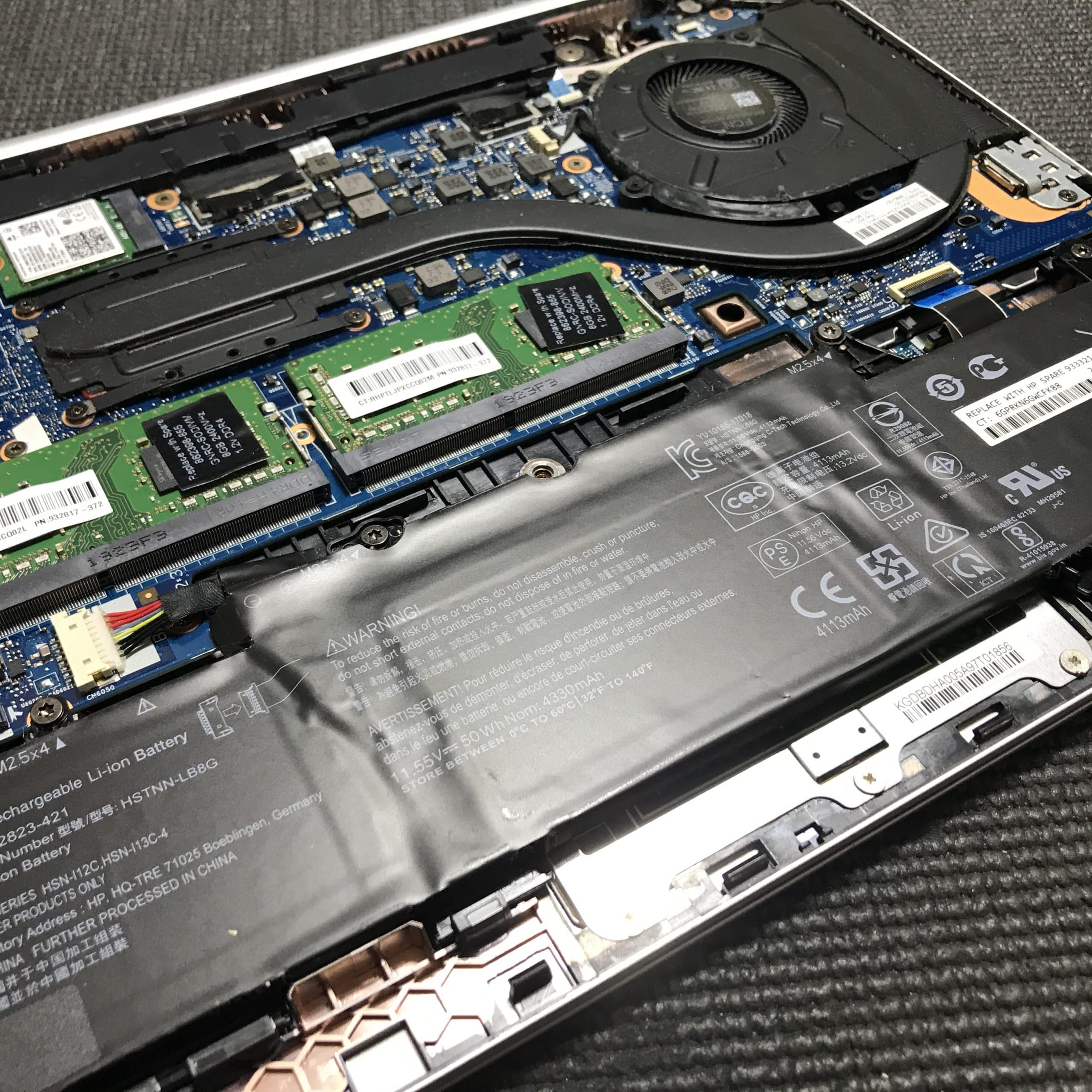 HP・EliteBook 830 G5 内蔵バッテリーの交換修理 岡崎市のお客様の修理事例