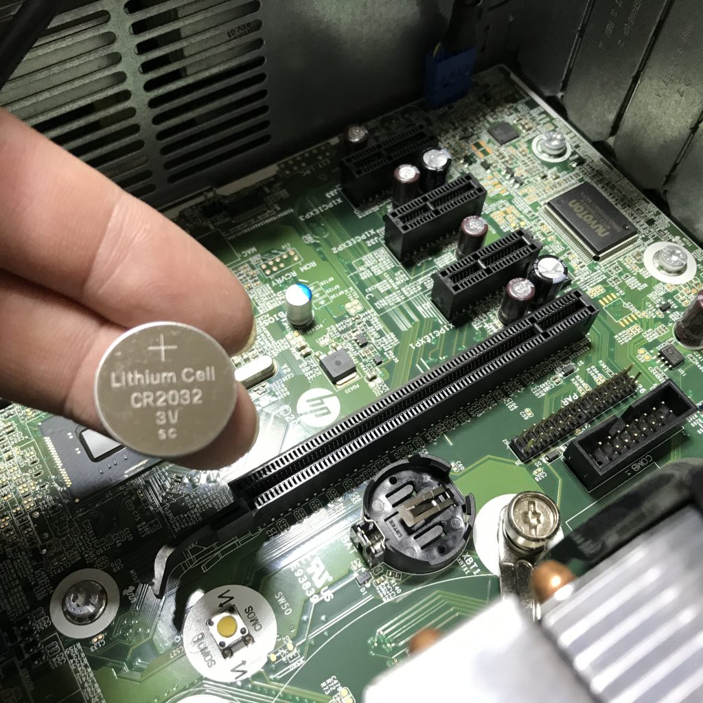HP・ProDesk  CMOS電池切れにより起動しなくなったパソコンの、CMOS電池交換の修理事例（豊田市）