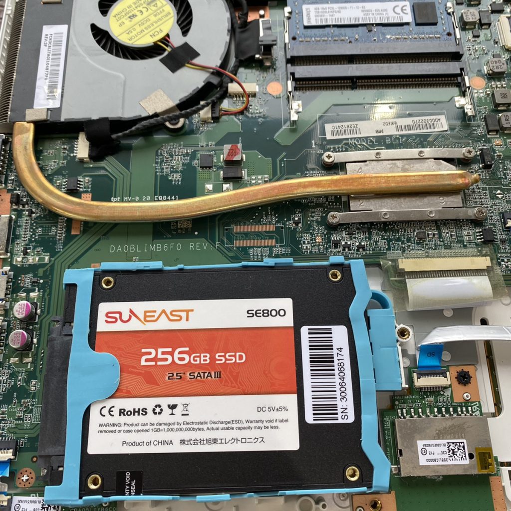 TOSHIBA T45/NGS ノートパソコンのパソコンクリーンパック＋SSD換装の依頼事例（岡崎市）